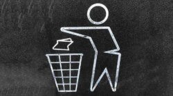 An icon showing a person disposing of waste